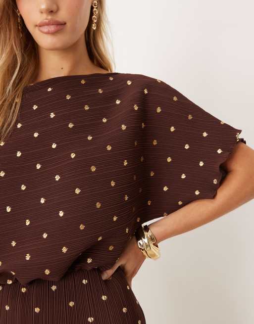 open lace back dress Valeria Chocolate Polka Dot Off The Shoulder Maxi Dress  Benaar LA