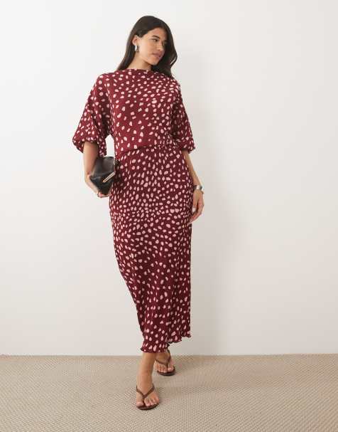 Never Fully Dressed Tilly plisse off shoulder maxi dress in red deer print - view 1