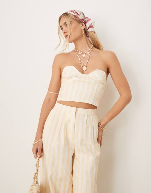 Never Fully Dressed - Top bandeau d'ensemble à rayures - Jaune beurre, 3 de 4