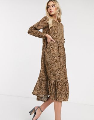 Never Fully Dressed trapeze maxi dress with ruffle hem in leopard print | ASOS