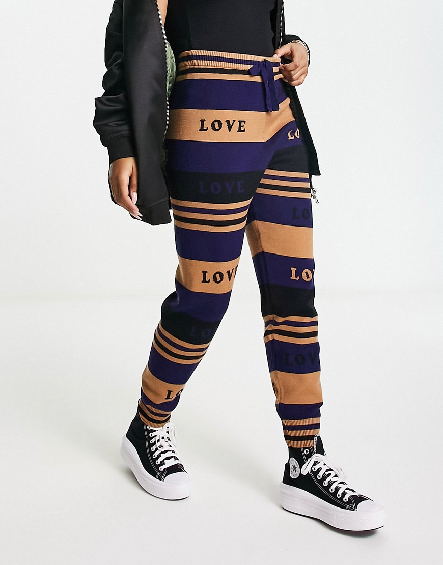 Never Fully Dressed True Love knitted jogger co-ord in blue-Navy