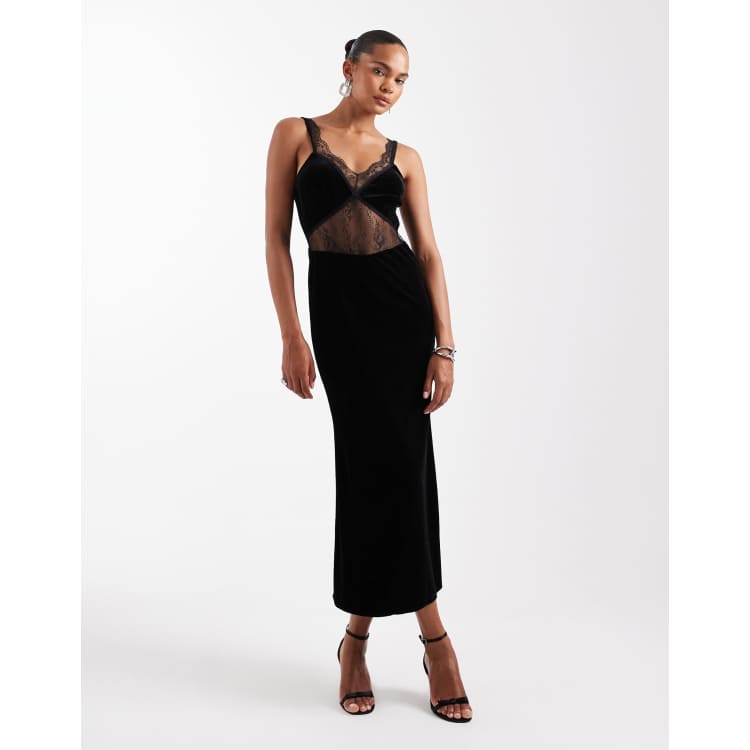 美品 アメリヴィンテージ VELOUR LACE NO SLEEVE DRESS Ameri（アメリ）の「VELOUR LACE NO SLEEVE DRESS（ワンピース