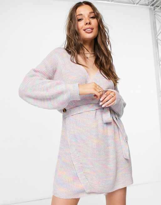 Never Fully Dressed - Vestito corto avvolgente in maglia arcobaleno