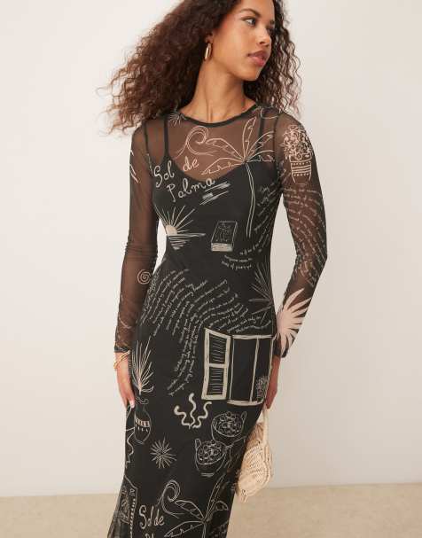 Never Fully Dressed - Vestito nero in rete con gonna al polpaccio - view 1