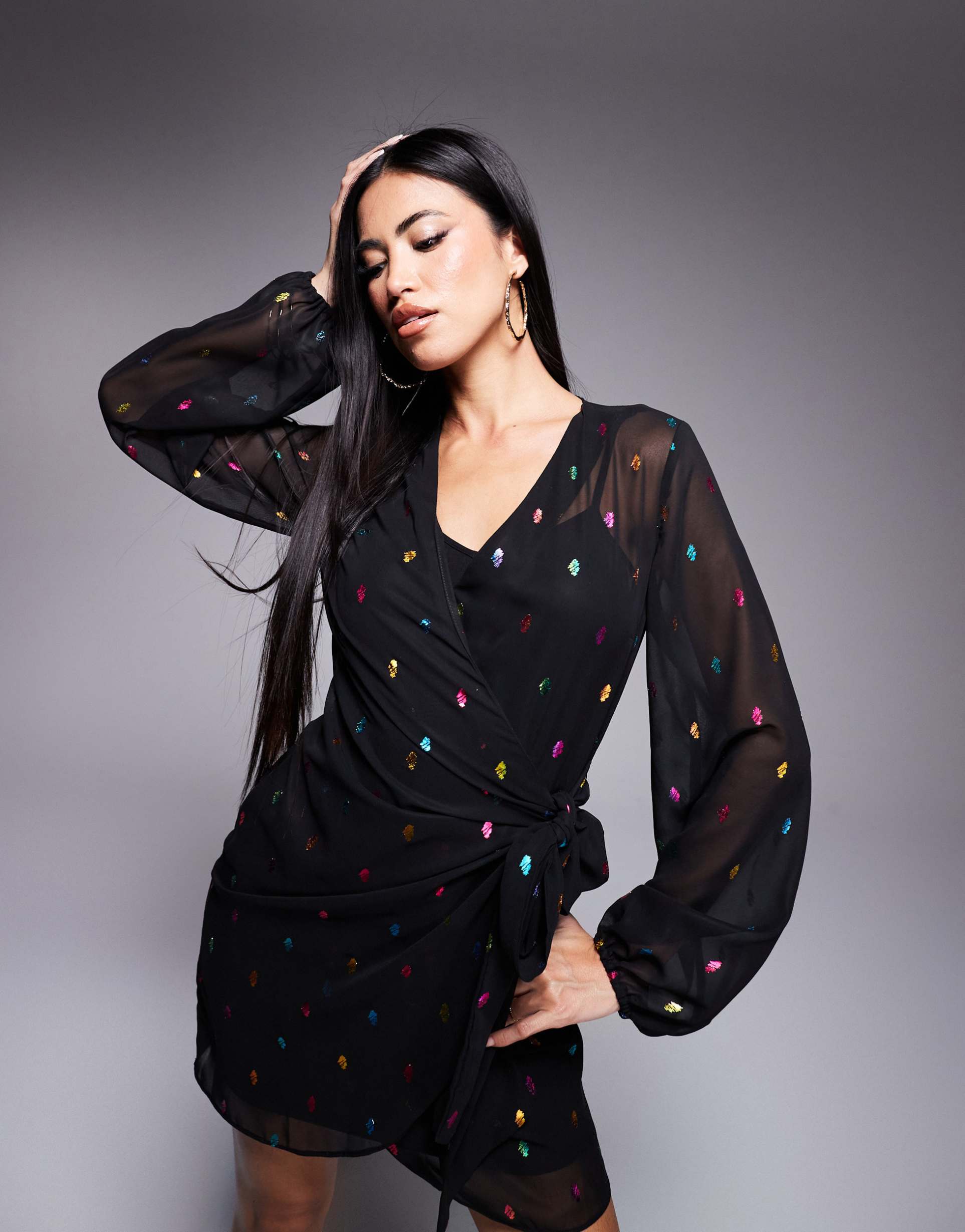 never fully dressed vienna multi-color metallic mini dress in black