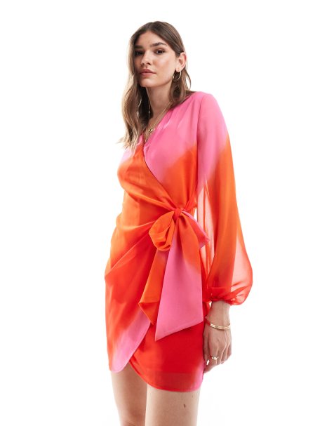 Never Fully Dressed Vienna ombre mini dress in red and pink - view 1