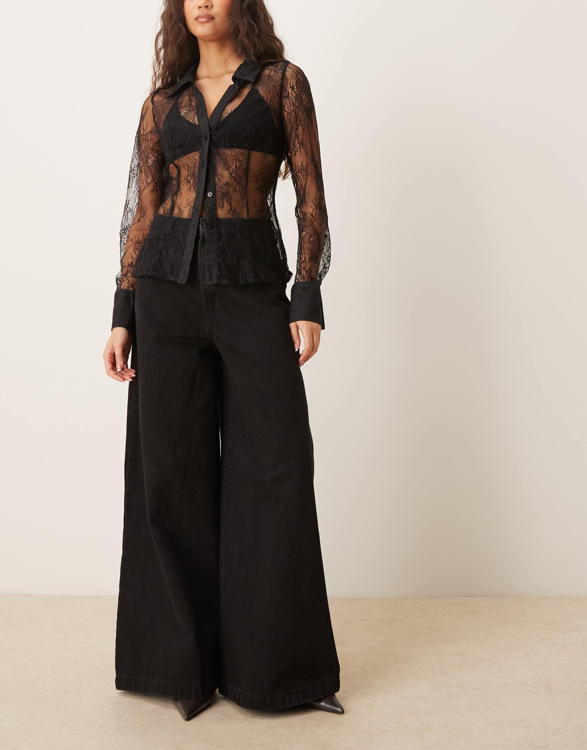 never fully dressed wide leg palazzo jeans in black