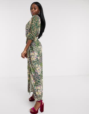 green floral wrap maxi dress