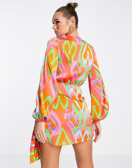 Never Fully Dressed wrap mini dress in abstract heart print