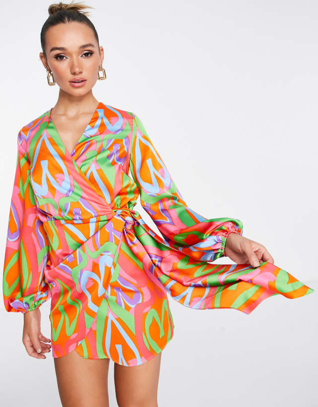 Never Fully Dressed wrap mini dress in abstract heart print