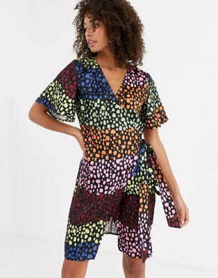 leopard print wrap mini dress