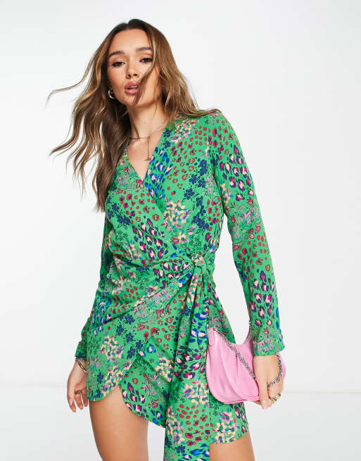 Emerald green outlet animal print dress