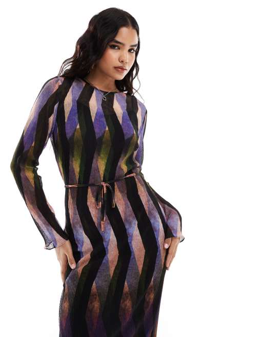 purple plisse dress Buy Roman Purple Ombre Plisse Tie Wrap Dress from Next USA