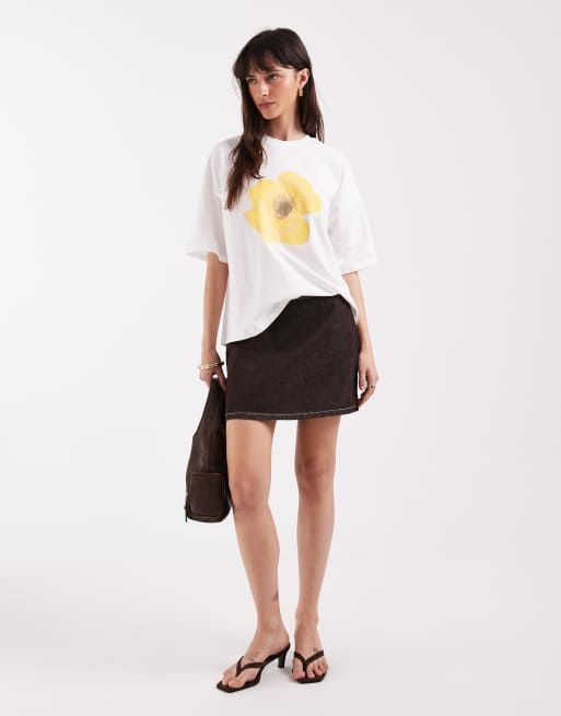 Never Fully Dressed – Żółty bawełniany T-shirt z nadrukiem kwiatu, 5 z 7