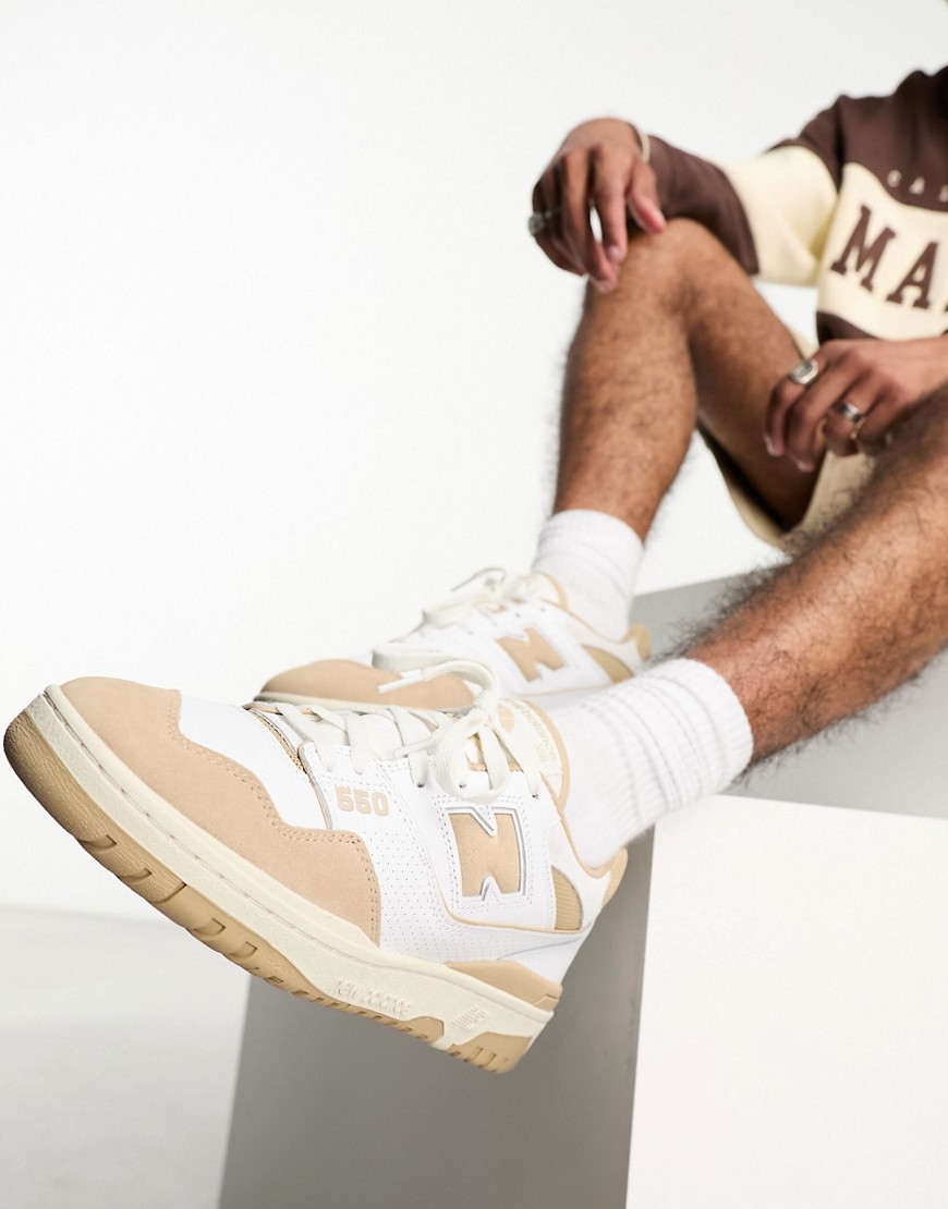 New Balanace 550 trainers in white & tan