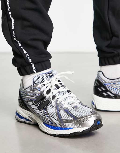 New Balance 1906 sneakers in white metallic and blue with black ASOS