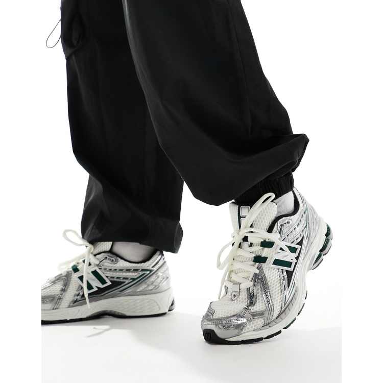New Balance 1906 sneakers in white with silver and green