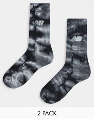 New Balance 2 pack socks in black acid wash