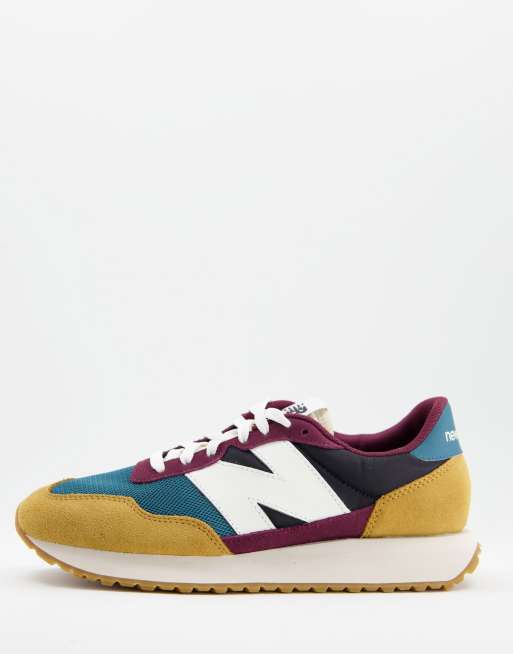 New Balance 237 Baskets style color block Moutarde et bordeaux