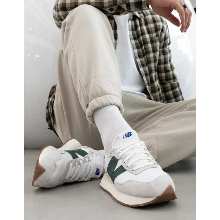 New Balance 237 Sneakers in White and Green