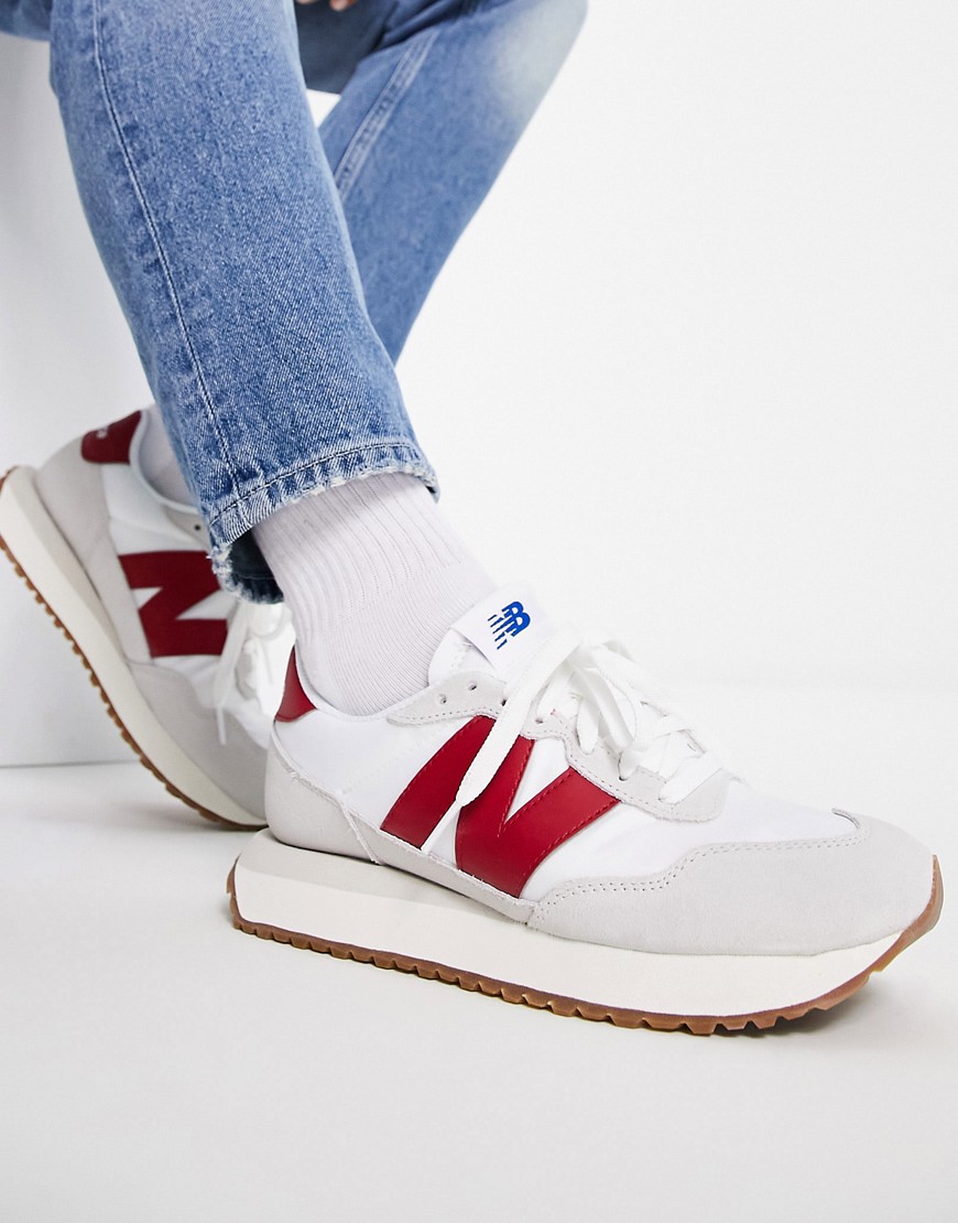 New Balance 237 sneakers in white and red