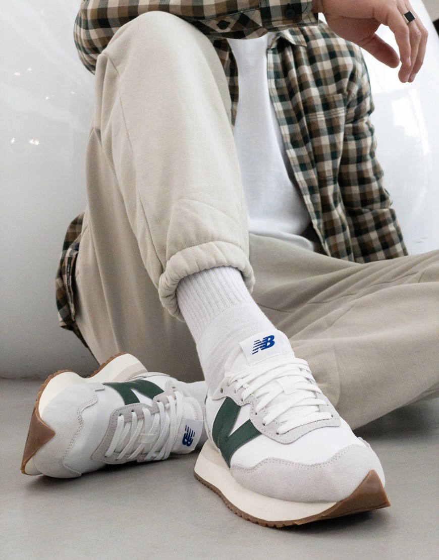 new balance 237 trainers in white and green