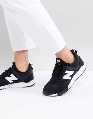 new balance 247 trainers in black and white mesh