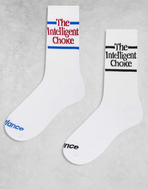 New Balance – 2er-Pack Crew-Socken in Weiß mit Slogan