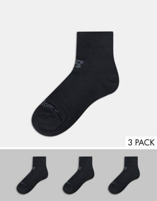 New Balance 3 pack ankle socks in black