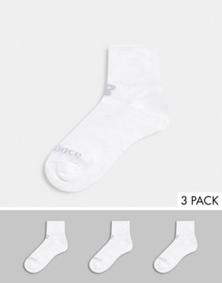 New Balance 3 pack ankle socks in white