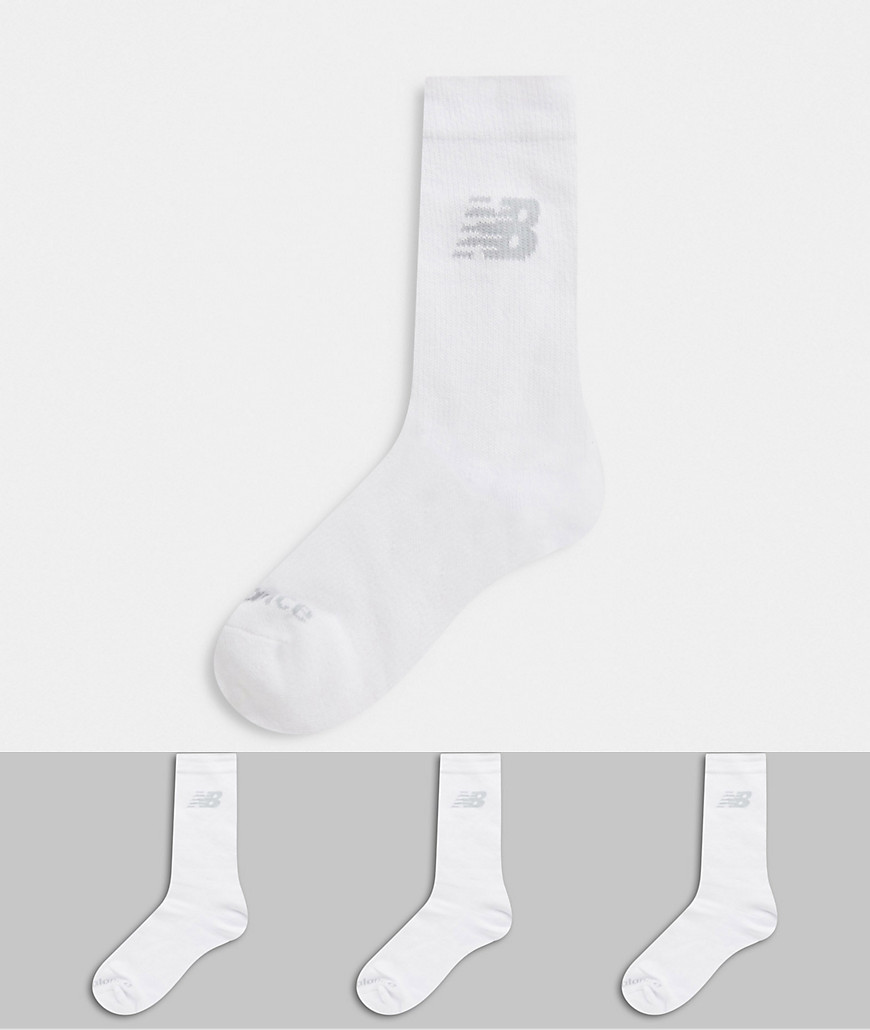 New Balance 3 pack crew sock in white