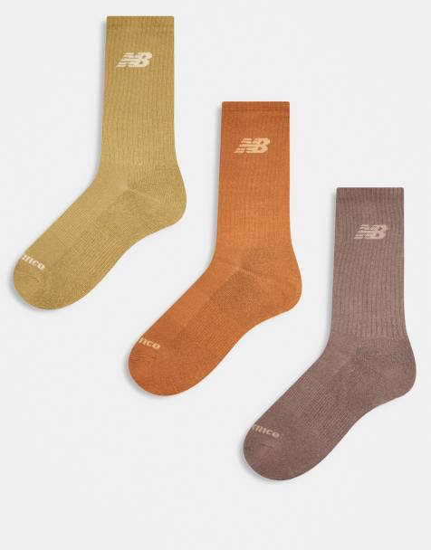 New Balance 3 pack everyday crew socks in beige, orange and brown - view 1