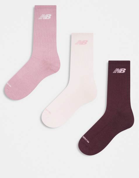 New Balance 3 pack everyday crew socks in burgundy and pink - view 1