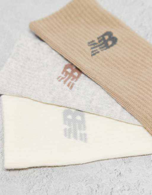 New Balance 3 pack everyday crew socks in light neutrals , 2 of 3
