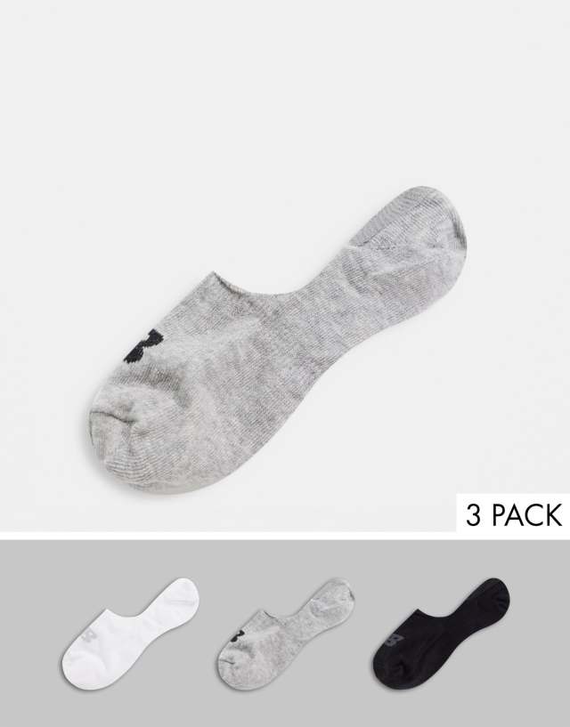 New Balance - 3 pack invisible no show sock in black white and grey