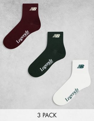 New Balance 3 pack legends  ankle socks green/red/white - ASOS Price Checker