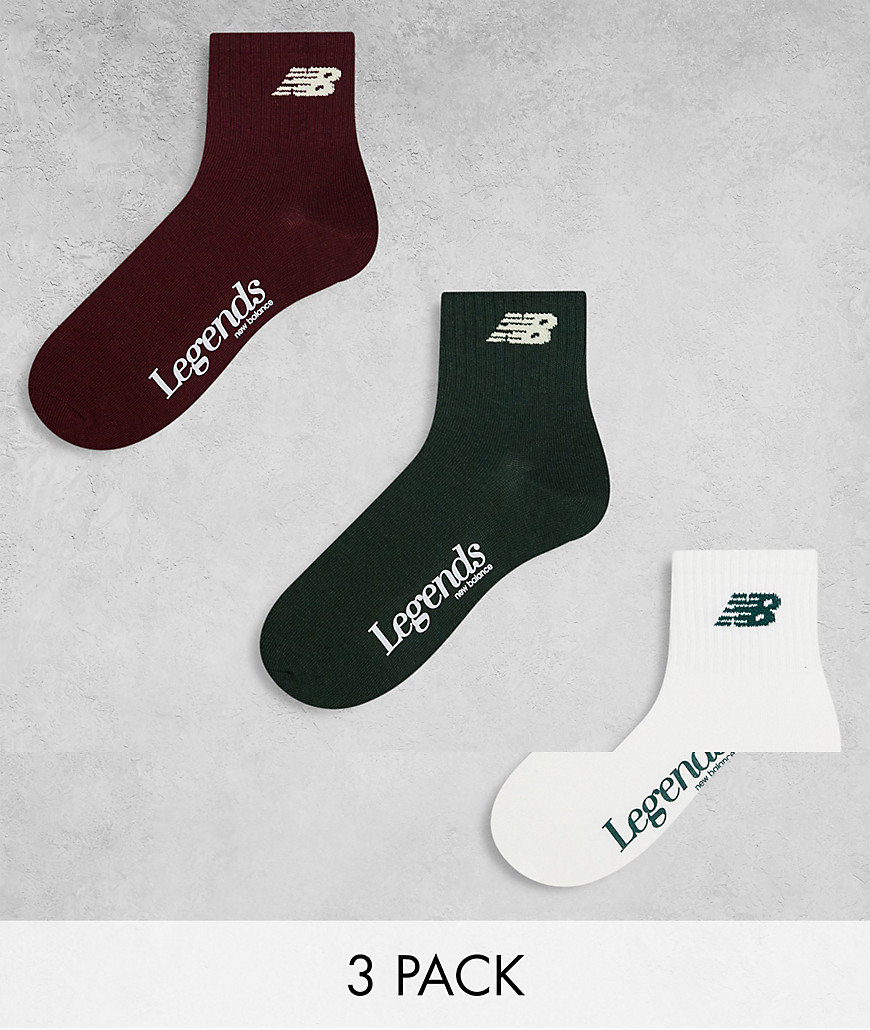 New Balance 3 pack legends ankle socks green/red/white-Multi