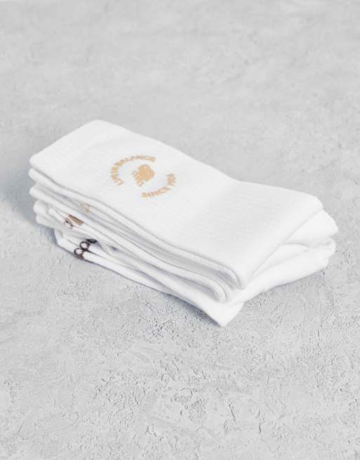 New Balance 3 pack life in balance crew socks in multi white exclusive to ASOS, 3 of 4