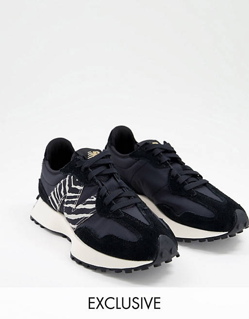 New Balance 327 animal sneakers in black and zebra - exclusive to *ASOS