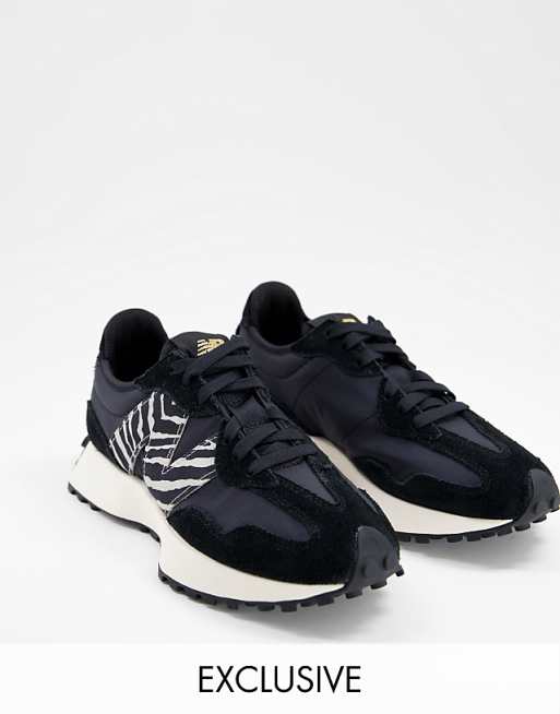 New Balance 327 animal trainers in black and zebra - exclusive to ASOS