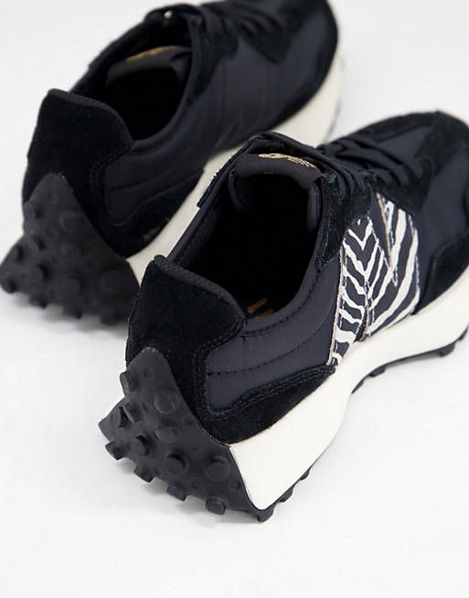 New Balance 327 animal trainers in black and zebra - exclusive to ASOS