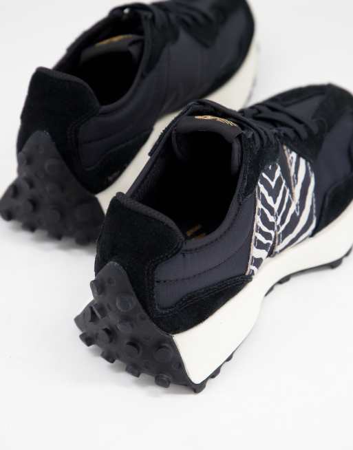 New Balance 327 animal trainers in black and zebra - exclusive to ASOS