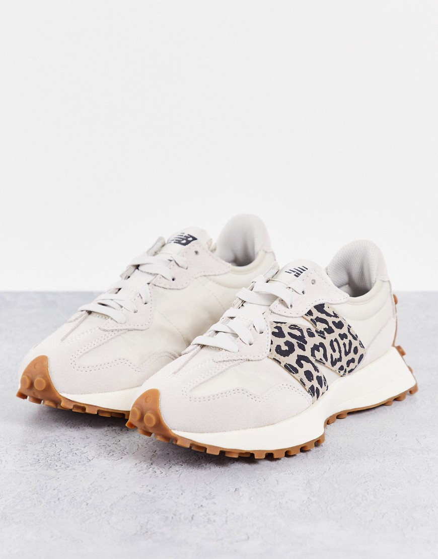 new balance 327 animal trainers in off white and leopard - exclusive to asos-neutral