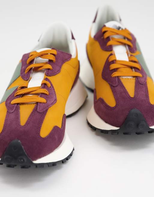 New Balance 327 Baskets Bordeaux et orange br l