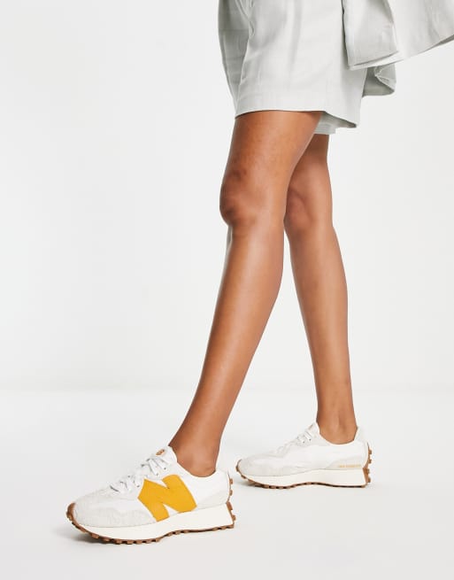 New Balance – 327 – Biało-żółte buty sportowe z gumową podeszwą