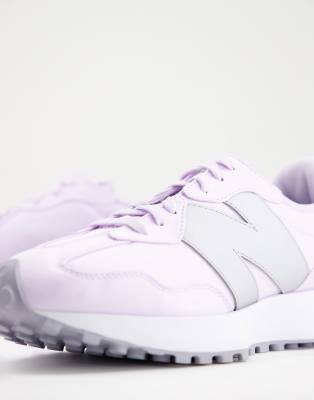New Balance 327 metallic trainers in lilac and silver | ASOS
