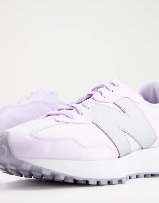 New Balance 327 metallic trainers in lilac and silver