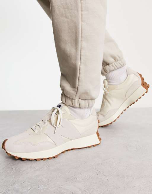 New Balance 327 sneakers in white & tan