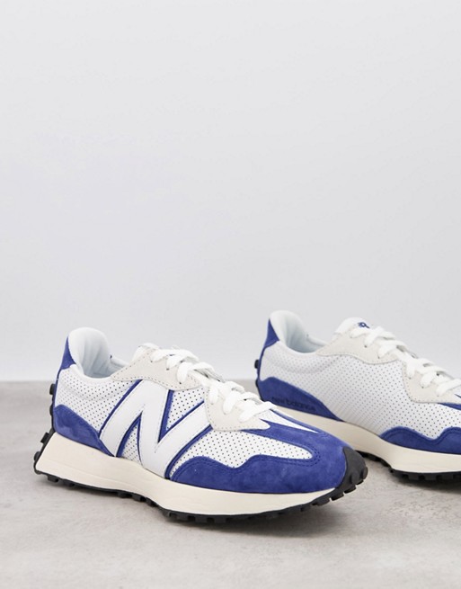 New Balance 327 premium sneakers in white and blue | ASOS