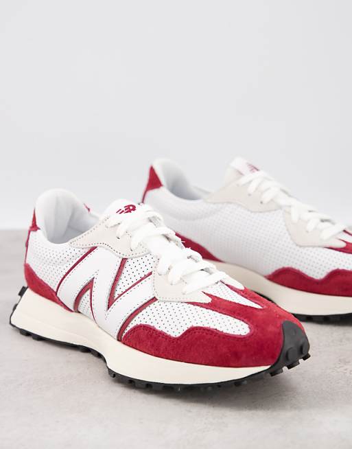 New Balance 327 premium sneakers in white and red New Balance 327 premium sneakers in white and red